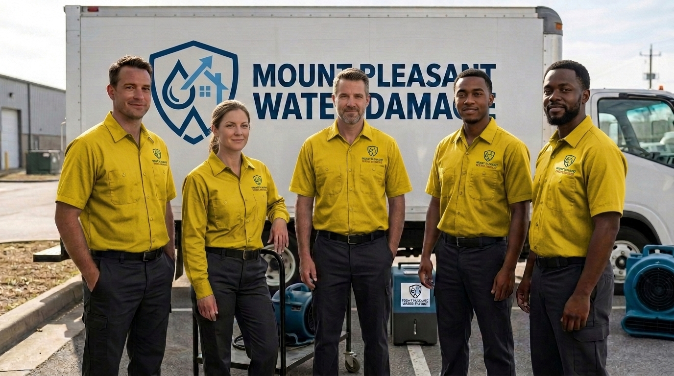 Mount Pleasant Water Damage restoration team with drying equipment